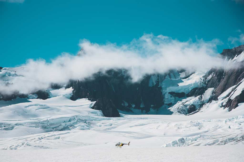 Hubschrauber auf dem Fox Gletscher